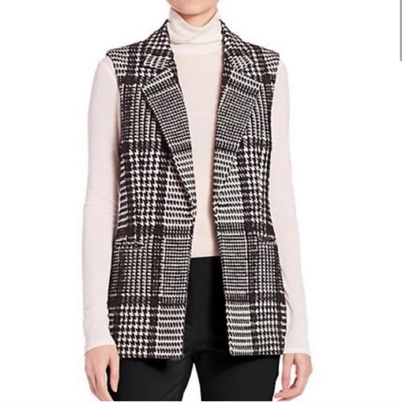 Theory Eldora Glen Houndstooth Plaid Sleeveless Blazer Vest. Sz 2. - Picture 12 of 12